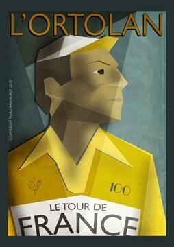 L'Ortolan menu cover designed by Mark Fairhurst for their Tour de France commemorative menu