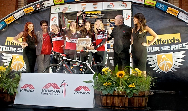 Tour Series final podium for the Matrix Prendas team