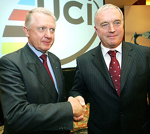 Photo: Pat McQuaid and Hein Verbruggen have been accused of protecting Lance Armstrong while he doped.