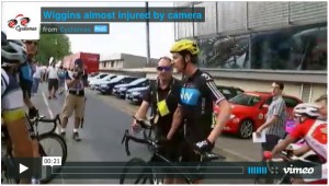 Wiggins almost injured by TdF camera image