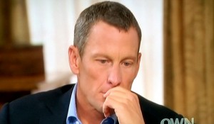 Armstrong being interviewed by Oprah Winfrey